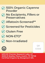 Load image into Gallery viewer, Organic Cayenne Powder, 1.5 oz, Premier Research Labs
