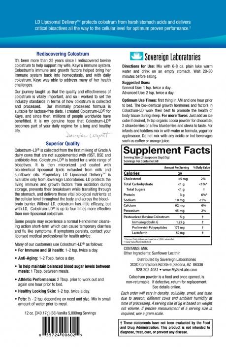 Colostrum LD, Sovereign Laboratories